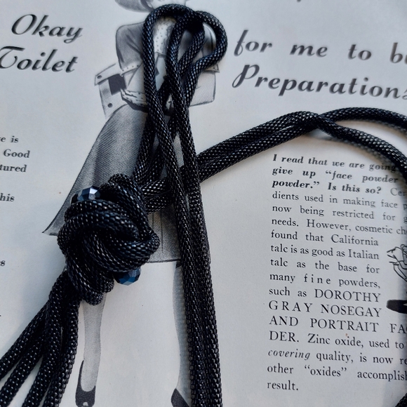 Long Necklace Thick Chain Linked Multi-Tone Black Dangle Crystal Strands - Picture 9 of 10